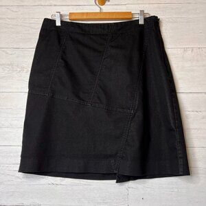 Nic + Zoe Skirt Womens Size 12 Black Asymmetric Geometric Seam Mini Cotton